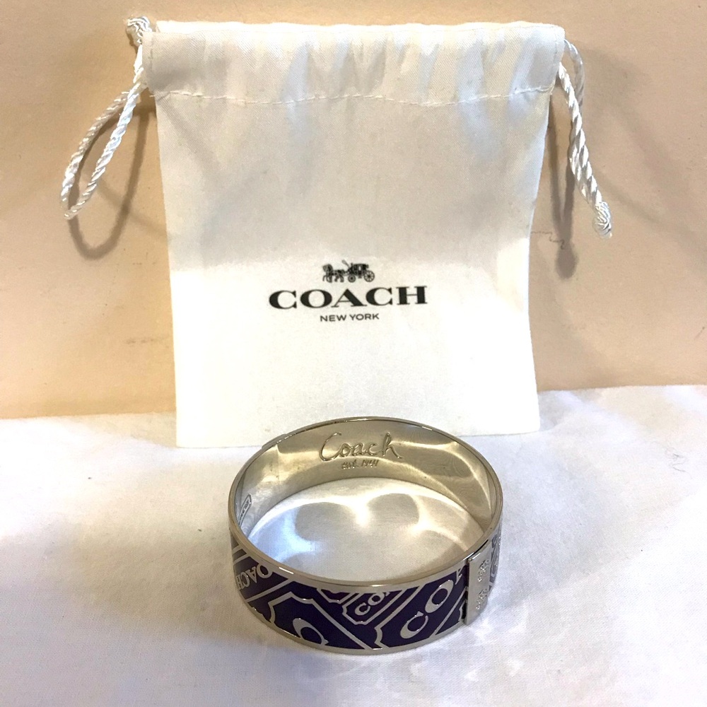 Coach Bangle in Purple and Silver Tone with Coach Poach